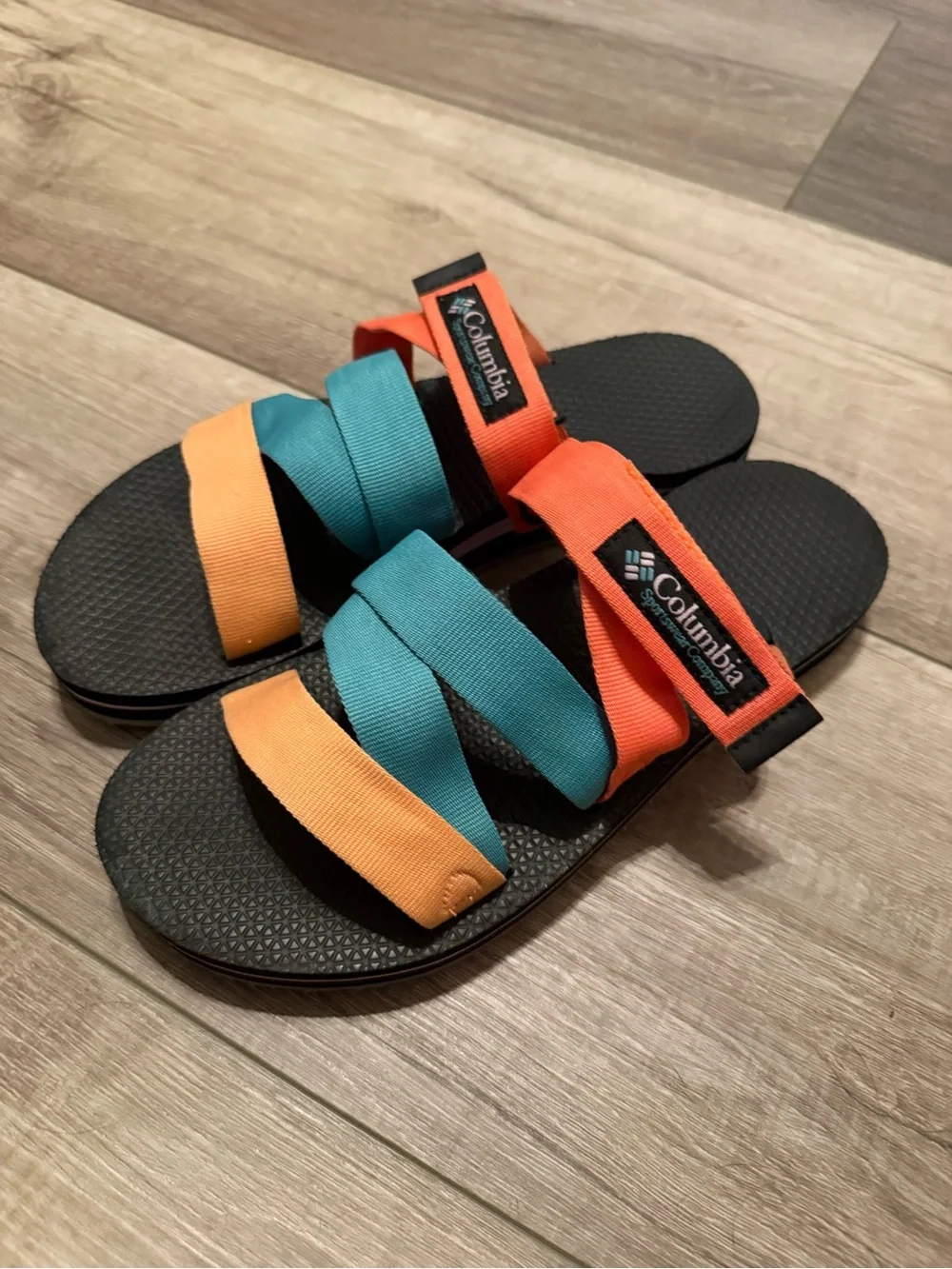 Columbia Orange Teal Black Strap Sandals- Alava Sandals